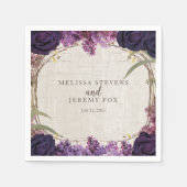 パープルフローラエンチャント結婚フォレスト紙 スタンダードカクテルナプキン (正面)