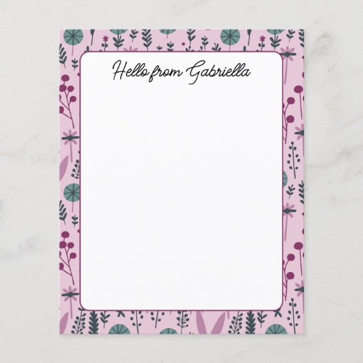 パープルフローラカスタム文房具紙 (正面)