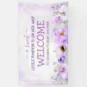 パープルフローラカボチャ秋ベビーシャワーウェルカム 横断幕 (縦)