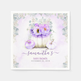 パープルフローラカボチャ秋ベビーシャワー スタンダードカクテルナプキン