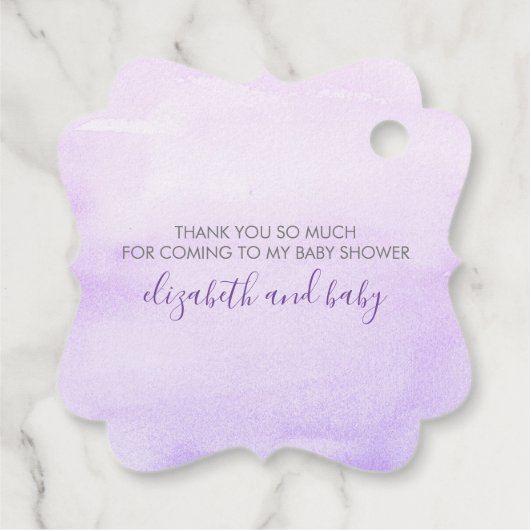 パープルフローラカボチャ赤ちゃんシャワーありがとう フェイバータグ (裏面)
