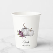 パープルフローラカボチャ赤ちゃんシャワー 紙コップ (正面)