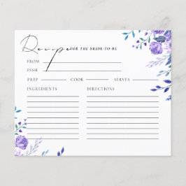 パープルフローラガーデンブライダルシャワーレシピカード