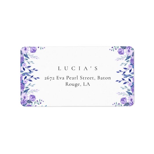 パープルフローラガーデンブライダルシャワー差出人住所 ラベル (正面)