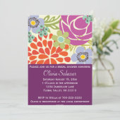 パープルフローラガーデンブライダルシャワー招待 招待状 (スタンド正面)