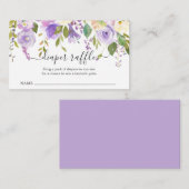 パープルフローラガールおむつラッフルベビーシャワー エンクロージャーカード (正面/裏面)