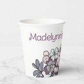 パープルフローラガールズバースデーパーティー 紙コップ (正面)