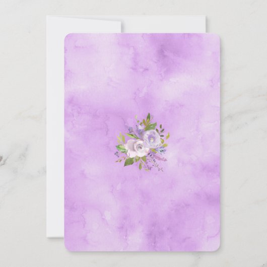 パープルフローラガールバプテスマ招待状 招待状 (裏面)