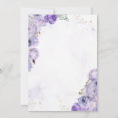 パープルフローラガールファースト聖餐式金ゴールドクロス 招待状 (裏面)