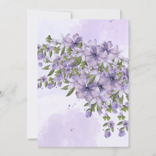 パープルフローラガールベビーシャワー招待状 招待状 (裏面)