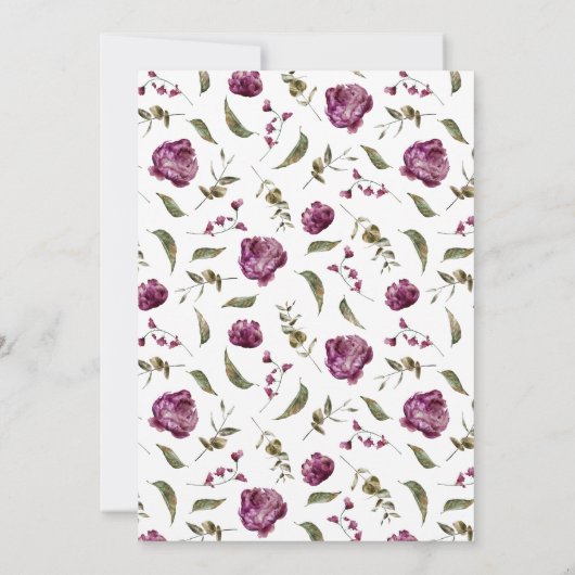 パープルフローラガールベビー写真誕生のお知らせ 案内状 (裏面)