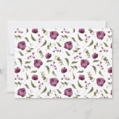 パープルフローラガールベビー写真誕生のお知らせ 案内状 (裏面)