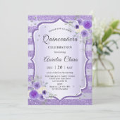 パープルフローラキンセアニェラ誕生日 招待状 (スタンド正面)