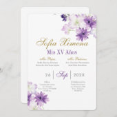 パープルフローラキンセアニェラ 招待状 (正面/裏面)