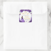 パープルフローラクインセアニラプリンセスステッカー スクエアシール (バッグ)