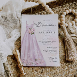 パープルフローラクインセアニラ誕生日写真 招待状