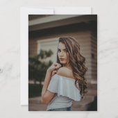 パープルフローラクインセアニラ誕生日写真 招待状 (裏面)