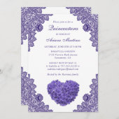 パープルフローラクインセアニラ15誕生日招待状 招待状 (正面/裏面)