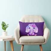 パープルフローラクラウンエレファントプリント枕 ランバークッション (椅子)