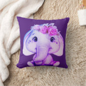 パープルフローラクラウンエレファント装飾用クッション クッション (ブランケット)