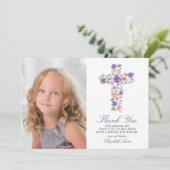 パープルフローラクロスファースト聖餐式 サンキューカード (スタンド正面)