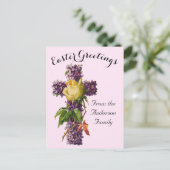 パープルフローラクロスヴィンテージイースター宗教 ポストカード (スタンド正面)