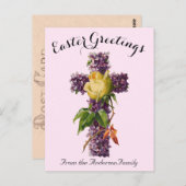 パープルフローラクロスヴィンテージイースター宗教 ポストカード (正面/裏面)