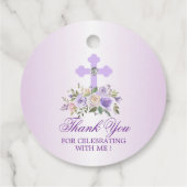 パープルフローラクロス《キリスト教》洗礼式や命名式バプテススマありがとう フェイバータグ (裏面)