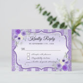 パープルフローラグリッターキンセアニェラRSVPカード 出欠カード (スタンド正面)