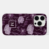 パープルフローラグリッターパターンモノグラム Case-Mate iPhoneケース (裏面 (横))