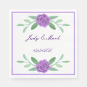パープルフローラグリーナリーリーフ紙ナプキンス スタンダードランチョンナプキン (正面)