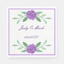 パープルフローラグリーナリーリーフ紙ナプキンス スタンダードランチョンナプキン