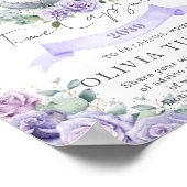 パープルフローラコアラ1st誕生日タイムカプセルサイン ポスター (角)