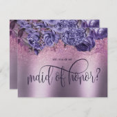 パープルフローラゴシックで私のメイド・オブ・オーナー(花嫁付き添い人)? 招待状 (正面/裏面)