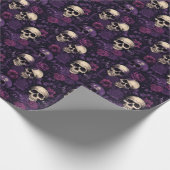 パープルフローラゴシックスカルハロウィーン ラッピングペーパー (角)