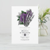 パープルフローラゴシックスカルブリデスメイドランチョン 招待状 (スタンド正面)