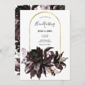 パープルフローラゴシックボホ異教のハンドスティング 招待状 (正面/裏面)