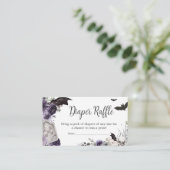 パープルフローラゴシック風ベビーシャワーおむつラッフル エンクロージャーカード (スタンド正面)