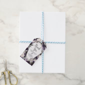 パープルフローラゴシック風ベビーシャワーメッセージカード ギフトタグ (より糸付き)