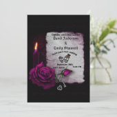 パープルフローラゴシックCandleハロウィン結婚ズ 招待状 (スタンド正面)