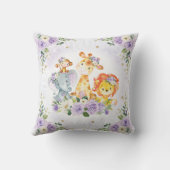パープルフローラサファリジャングルアニマルズガール子供部屋 クッション (裏面)