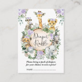 パープルフローラサファリジャングルベビーおむつラッフル エンクロージャーカード (正面)