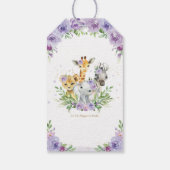 パープルフローラサファリジャングル動物ベビーシャワーG ギフトタグ (裏面)