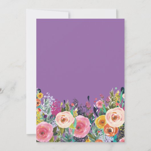 パープルフローラサプライズ13番目の誕生日招待状 招待状 (裏面)