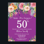 パープルフローラサプライズ50th誕生日招待状 招待状<br><div class="desc">パープル·フローラ·サプライズ50番目の誕生日招待状for Women。水彩フローラフラワー紫の薄紫·ラベンダー紫の背景ピンク、黄色、オレンジ、紫の花。大人の誕生日。13.15.16.18.21.30.40.50.60.70.80.90.100.任意の年齢さらにカスタマイズするには、「クリックカスタマイズit」ボタンをクリックし、デザインツールを使用してこのテンプレートを変更してください。</div>