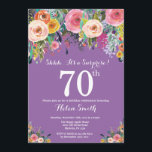 パープルフローラサプライズ70th誕生日招待状 招待状<br><div class="desc">パープルフローラサプライズ70th誕生日招待状for Women。水彩フローラフラワー紫の薄紫·ラベンダー紫の背景ピンク、黄色、オレンジ、紫の花。大人の誕生日。13.15.16.18.21.30.40.50.60.70.80.90.100.任意の年齢さらにカスタマイズするには、「クリックカスタマイズit」ボタンをクリックし、デザインツールを使用してこのテンプレートを変更してください。</div>