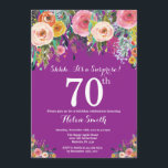パープルフローラサプライズ70th誕生日招待状 招待状<br><div class="desc">パープルフローラサプライズ70th誕生日招待状for Women。水彩フローラフラワー紫の薄紫·ラベンダー紫の背景ピンク、黄色、オレンジ、紫の花。大人の誕生日。13.15.16.18.21.30.40.50.60.70.80.90.100.任意の年齢さらにカスタマイズするには、「クリックカスタマイズit」ボタンをクリックし、デザインツールを使用してこのテンプレートを変更してください。</div>