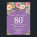 パープルフローラサプライズ80th誕生日招待状 招待状<br><div class="desc">パープルフローラサプライズ80th誕生日招待状のための女性。水彩フローラ花。紫の薄紫ラベンダーバイオレット背景。ピンク、黄、オレンジ、紫の花。大人誕生日。第15回16回18回20回21回30回50回70回80回90回100回Any Ages.さらにカスタマイクリックズを行う場合はカスタマイズ、「IT」ボタンをクリックし、このテンプレートを変更するために当社のデザインツールを使用する。</div>