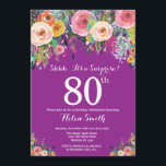 パープルフローラサプライズ80th誕生日招待状 招待状<br><div class="desc">パープルフローラサプライズ80th誕生日招待状for Women。水彩フローラフラワー紫の薄紫·ラベンダー紫の背景ピンク、黄色、オレンジ、紫の花。大人の誕生日。13.15.16.18.21.30.40.50.60.70.80.90.100.任意の年齢さらにカスタマイズするには、「クリックカスタマイズit」ボタンをクリックし、デザインツールを使用してこのテンプレートを変更してください。</div>
