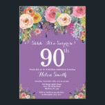 パープルフローラサプライズ90th誕生日招待状 招待状<br><div class="desc">パープルフローラサプライズ90th誕生日招待状のための女性。水彩フローラ花。紫の薄紫ラベンダーバイオレット背景。ピンク、黄、オレンジ、紫の花。大人誕生日。第15回16回18回20回21回30回50回70回80回90回100回Any Ages.さらにカスタマイクリックズを行う場合はカスタマイズ、「IT」ボタンをクリックし、このテンプレートを変更するために当社のデザインツールを使用する。</div>